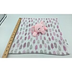Forever Baby Pink Elephant Lovey Security Blanket Leaf Pattern Plush Baby Toy